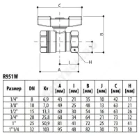 Кран шаровой DADO латунь никель R951W Ду 15 Ру42 ВР полнопроходной бабочка зеленая Giacomini R951WX003
