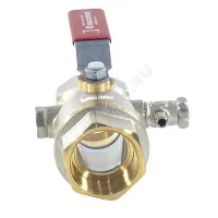 Кран шаровой DADO латунь со спускником R910S никель Ду 25 Ру35 ВР 1" рычаг красный полнопроходной со спускником Giacomini R910SX005