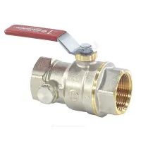 Кран шаровой DADO латунь со спускником R910S никель Ду 25 Ру35 ВР 1" рычаг красный полнопроходной со спускником Giacomini R910SX005