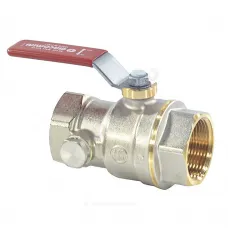 Кран шаровой DADO латунь со спускником R910S никель Ду 15 Ру42 ВР 1/2" рычаг красный полнопроходной со спускником Giacomini R910SX003