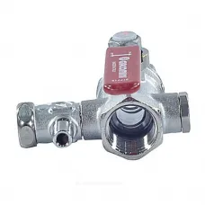 Кран шаровой латунь со спускником R250DS хром Ду 15 Ру42 ВР 1/2" рычаг красный со спускником Giacomini R250SX003