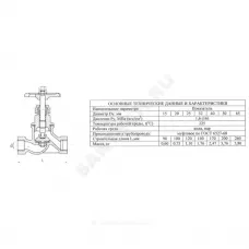 Клапан запорный чугун 15кч18п Ду 65 Ру16 Тмакс=225 оС ВР с маховиком RMCX