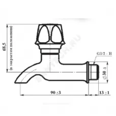 Кран седловой водоразборный латунь без штуцера КрН15 Ду 15 Ру6,3 НР G1/2" маховик L=106мм настенный Цветлит ZW20031