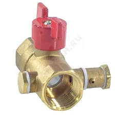 Кран шаровой латунь со спускником Ду 15 Ру16 ВР 1/2" бабочка красная со спускником Пензапромарматура 019011011