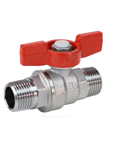 Кран шаровой латунь хром R253D Ду 20 Ру42 НР бабочка красная Giacomini R253X004