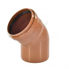 Отвод НПВХ коричневый Дн 110х45гр б/нап в/к Агригазполимер