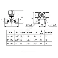 Клапан-партнер балансировочный ручной латунь 2012 Ду 15 G1/2" Ру16 Тмакс=120 оС ВР Kvs=1.6м3/ч с измерительными ниппелями для автоматических клапанов EURO Aquasfera 2012-01