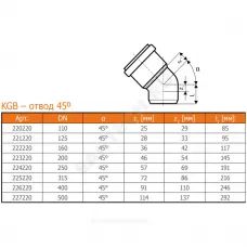 Отвод НПВХ коричневый Дн 110х45гр б/нап в/к KGB Ostendorf 220220