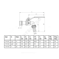 Кран шаровой водоразборный латунь никелированная со штуцером 1119 Standard Ду 15 Ру16 НР/штуц G1/2" рычаг Aquasfera 1119-01