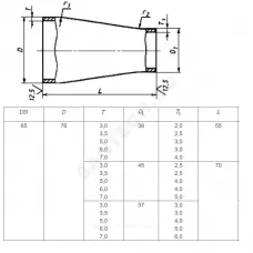 Переход сталь концентрический Дн 76х3,5-38х2,5 (Ду 65х32) бесшовный ГОСТ 17378-2001