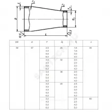 Переход сталь концентрический Дн 76х3,5-38х2,5 (Ду 65х32) бесшовный ГОСТ 17378-2001
