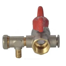 Кран шаровой латунь со спускником Ду 15 Ру40 ВР 1/2" бабочка красная полнопроходной со спускником РОС
