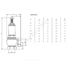 Клапан предохранительный пружинный угловой латунь 111 Ду 15х15 ВР G1/2"хG1/2" Рн=0.5...16бар OR 0111.315