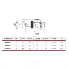 Кран шаровой латунь сливной R608 Ду 20 Ру10 НР 3/4" под отвертку с заглушкой со штуцером Giacomini R608Y014