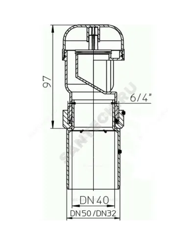 Клапан воздушный канализационный Дн 32/40/50 б/нап HL 904
