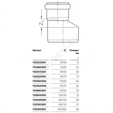 Переход PP-H эксцентрический бесшумный белый Дн 110х75 б/нап в/к Rehau 11214041002