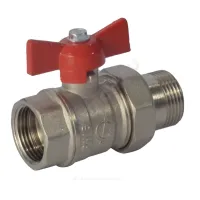 Кран шаровой латунь никель Стандарт 232 аналог 11б27п1 Ду 15 Ру40 ВР/"американка" полнопроходной бабочка красная ГАЛЛОП 107168