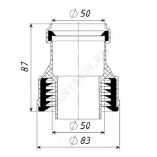 Переход PP-H на чугун серый ТП-9/50 Дн 50 б/нап в/к Татполимер 101200477