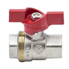 Кран шаровой латунь никель 1002 Euro Ду 15 Ру40 ВР полнопроходной бабочка красная Aquasfera 1002-01 .