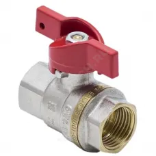 Кран шаровой латунь никель 1002 Euro Ду 15 Ру40 ВР полнопроходной бабочка красная Aquasfera 1002-01 .