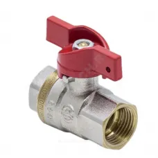 Кран шаровой латунь никель 1002 Euro Ду 15 Ру40 ВР полнопроходной бабочка красная Aquasfera 1002-01 .