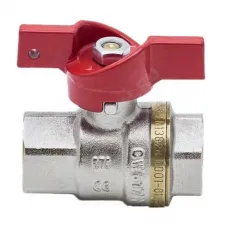 Кран шаровой латунь никель 1002 Euro Ду 15 Ру40 ВР полнопроходной бабочка красная Aquasfera 1002-01 .