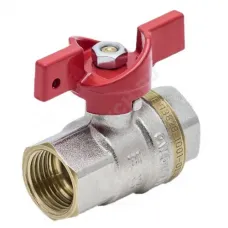 Кран шаровой латунь никель 1002 Euro Ду 15 Ру40 ВР полнопроходной бабочка красная Aquasfera 1002-01 .