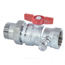 Кран шаровой латунь со спускником R259DS хром Ду 15 Ру42 ВР/"американка" 1/2" бабочка красная с отводом (полусгоном) Giacomini R259SX003