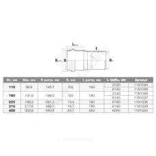Труба НПВХ SDR17 Дн 110х6,6 Ру16 L=3,12м серая напорная раструбная под соединение с уплотнительным кольцом 45С в/к Хемкор 1191034