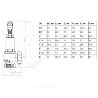 Клапан предохранительный угловой латунь никель Ду 15х15 Ру16 ВР G1/2"хG1/2" Рср=3бар Рн=1...16бар 180С Benarmo