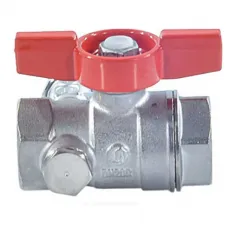 Кран шаровой латунь со спускником R251S хром Ду 15 Ру42 ВР 1/2" бабочка красная со спускником Giacomini R251SX003