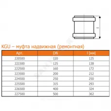 Муфта НПВХ ремонтная коричневая Дн 160 б/нап в/к KGU Ostendorf 222500