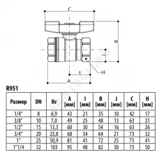 Кран шаровой DADO латунь никель R951 Ду 10 Ру42 ВР полнопроходной бабочка красная Giacomini R951X022