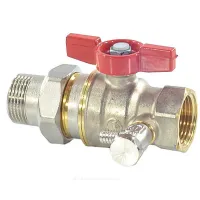 Кран шаровой DADO латунь со спускником R919S никель Ду 15 Ру42 ВР/"американка" 1/2" бабочка красная полнопроходной переходной со спускником Giacomini R919SX003