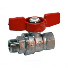 Кран шаровой латунь хром R254D Ду 10 Ру42 ВР/НР бабочка красная Giacomini R254X002