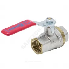 Кран шаровой латунь никель 1001 Euro Ду 20 Ру30 ВР полнопроходной рычаг красный Aquasfera 1001-02 .