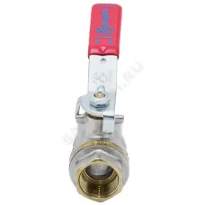 Кран шаровой латунь никель 1001 Euro Ду 20 Ру30 ВР полнопроходной рычаг красный Aquasfera 1001-02 .