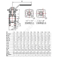Кран шаровой нерж SS316 Ду 15 Ру40 межфл под электропривод с рукояткой ISO F03/F04 Benarmo