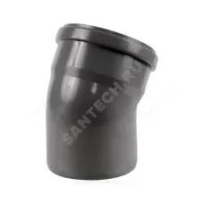Отвод НПВХ серый Дн 110х15гр б/нап в/к Хемкор 2391075