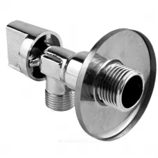 Кран шаровой латунь бытовой хром угловой 1043 G1/2"х3/8" Ру10 НР переходной бабочка с отражателем Aquasfera 1043-01