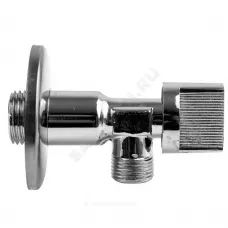 Кран шаровой латунь бытовой хром угловой 1043 G1/2"х3/8" Ру10 НР переходной бабочка с отражателем Aquasfera 1043-01