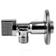 Кран шаровой латунь бытовой хром угловой 1043 G1/2"х3/8" Ру10 НР переходной бабочка с отражателем Aquasfera 1043-01