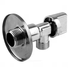 Кран шаровой латунь бытовой хром угловой 1043 G1/2"х3/8" Ру10 НР переходной бабочка с отражателем Aquasfera 1043-01