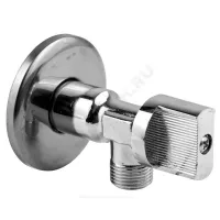 Кран шаровой латунь бытовой хром угловой 1043 G1/2"х3/8" Ру10 НР переходной бабочка с отражателем Aquasfera 1043-01