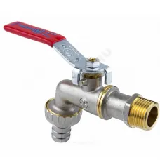 Кран шаровой водоразборный латунь со штуцером 1019 Euro Ду 15 Ру16 НР/штуц G1/2" рычаг L=133мм Aquasfera 1019-01.