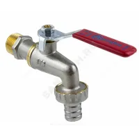 Кран шаровой водоразборный латунь со штуцером 1019 Euro Ду 20 Ру16 НР/штуц G3/4" рычаг L=141мм Aquasfera 1019-02.