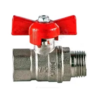 Кран шаровой латунь никель Стандарт 231 аналог 11б27п1 Ду 15 Ру40 ВР/НР полнопроходной бабочка красная ГАЛЛОП 107166
