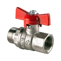 Кран шаровой латунь никель Стандарт 231 аналог 11б27п1 Ду 15 Ру40 ВР/НР полнопроходной бабочка красная ГАЛЛОП 107166