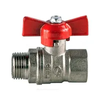Кран шаровой латунь никель Стандарт 231 аналог 11б27п1 Ду 15 Ру40 ВР/НР полнопроходной бабочка красная ГАЛЛОП 107166