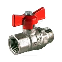 Кран шаровой латунь никель Стандарт 231 аналог 11б27п1 Ду 15 Ру40 ВР/НР полнопроходной бабочка красная ГАЛЛОП 107166